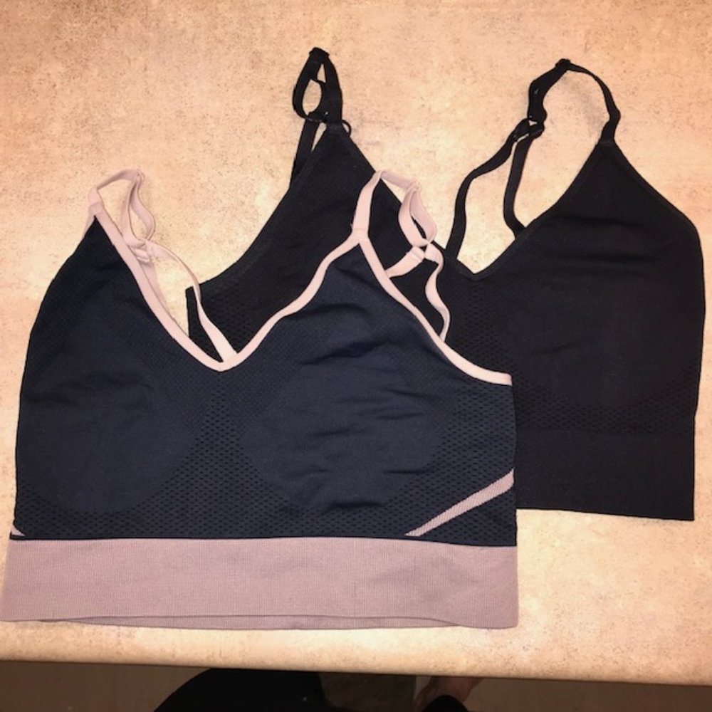 L Knix Longevity Bras - navy and black